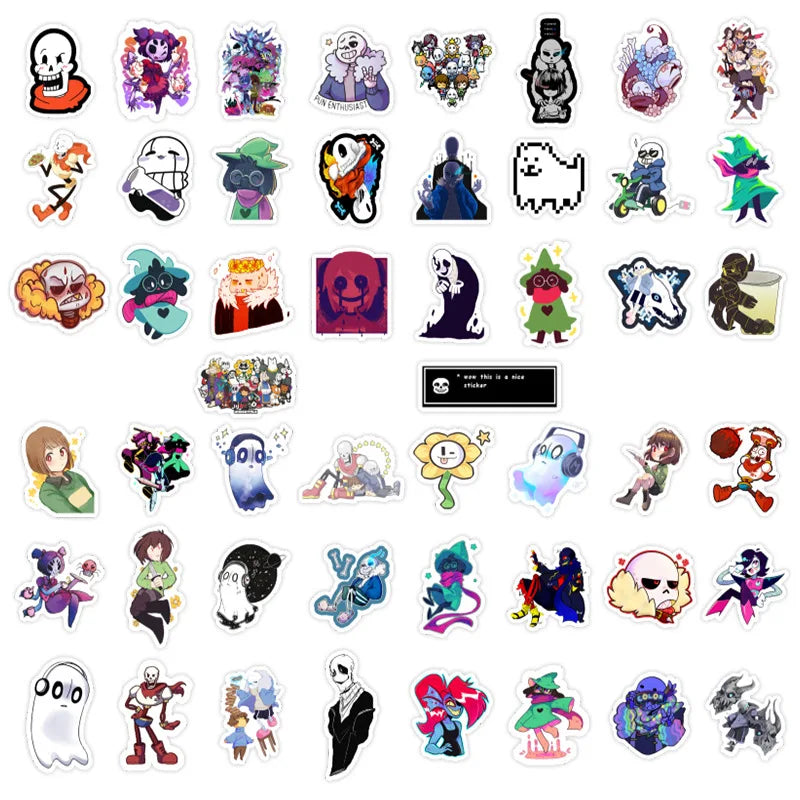 50PCS cartoon Frisk Toriel mobile comic character graffiti stickers, personalized DIY luggage, helmet, phone case, scooter, refrigerator graffiti, waterproof decorative sticker toys