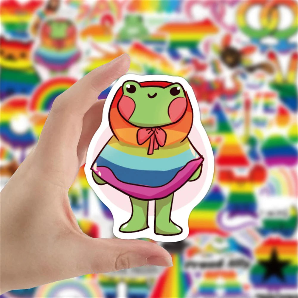 50PCS Rainbow Color Gay Series Graffiti Sticker Waterproof Luggage Laptop Scooter Water Cup Sticker