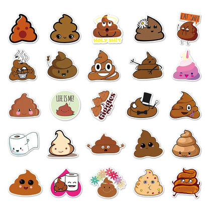 50PCS Poop Spoof Personality Decoration Graffiti Waterproof Sticker Notebook Refrigerator Stationery Box WaterCup