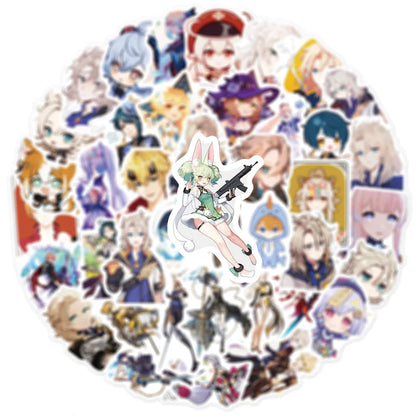 50 PCS Genshin Impact Cartoon Game Sticker Suitable for Laptop Skateboard Suitcase Mobile Phone Shell Sticker