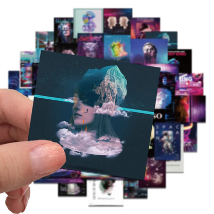 50PCS Fault Wind Art Sculpture Personalized Decoration Graffiti Waterproof Sticker Notebook Skateboard Water Cup