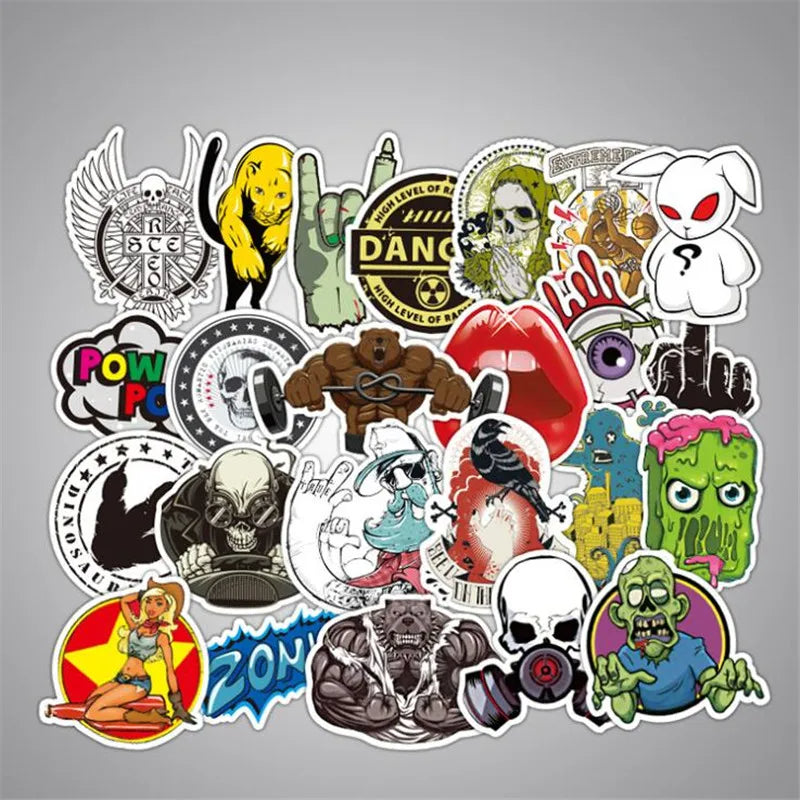 50 PCS hip-hop rock skull boy toy cartoon suitcase graffiti car phone skateboard helmet personality sticker