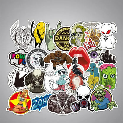50 PCS hip-hop rock skull boy toy cartoon suitcase graffiti car phone skateboard helmet personality sticker