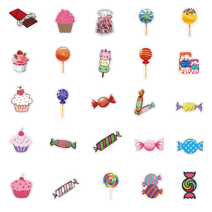 50PCS Color Candy Graffiti Stickers Cute Waterproof Laptop Phone Case Car Decoration Stickers
