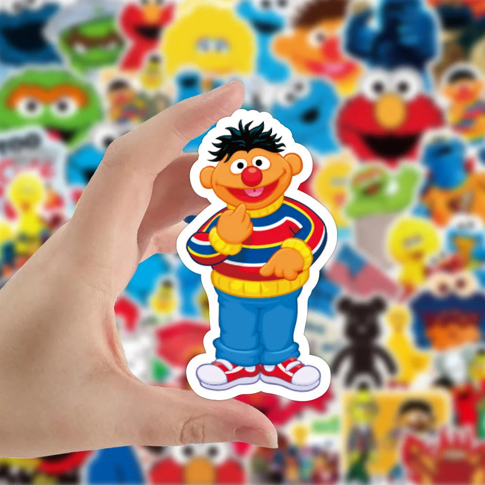 50PCS New Animation Sesame Street Graffiti Sticker Waterproof Luggage Compartment Notebook Scooter Refrigerator