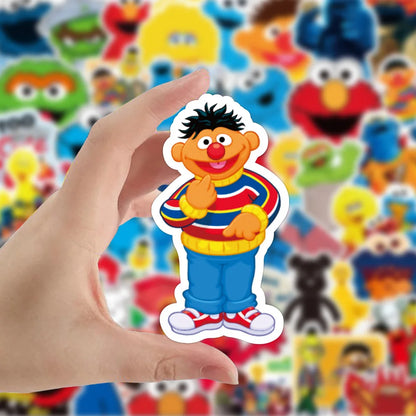50PCS New Animation Sesame Street Graffiti Sticker Waterproof Luggage Compartment Notebook Scooter Refrigerator