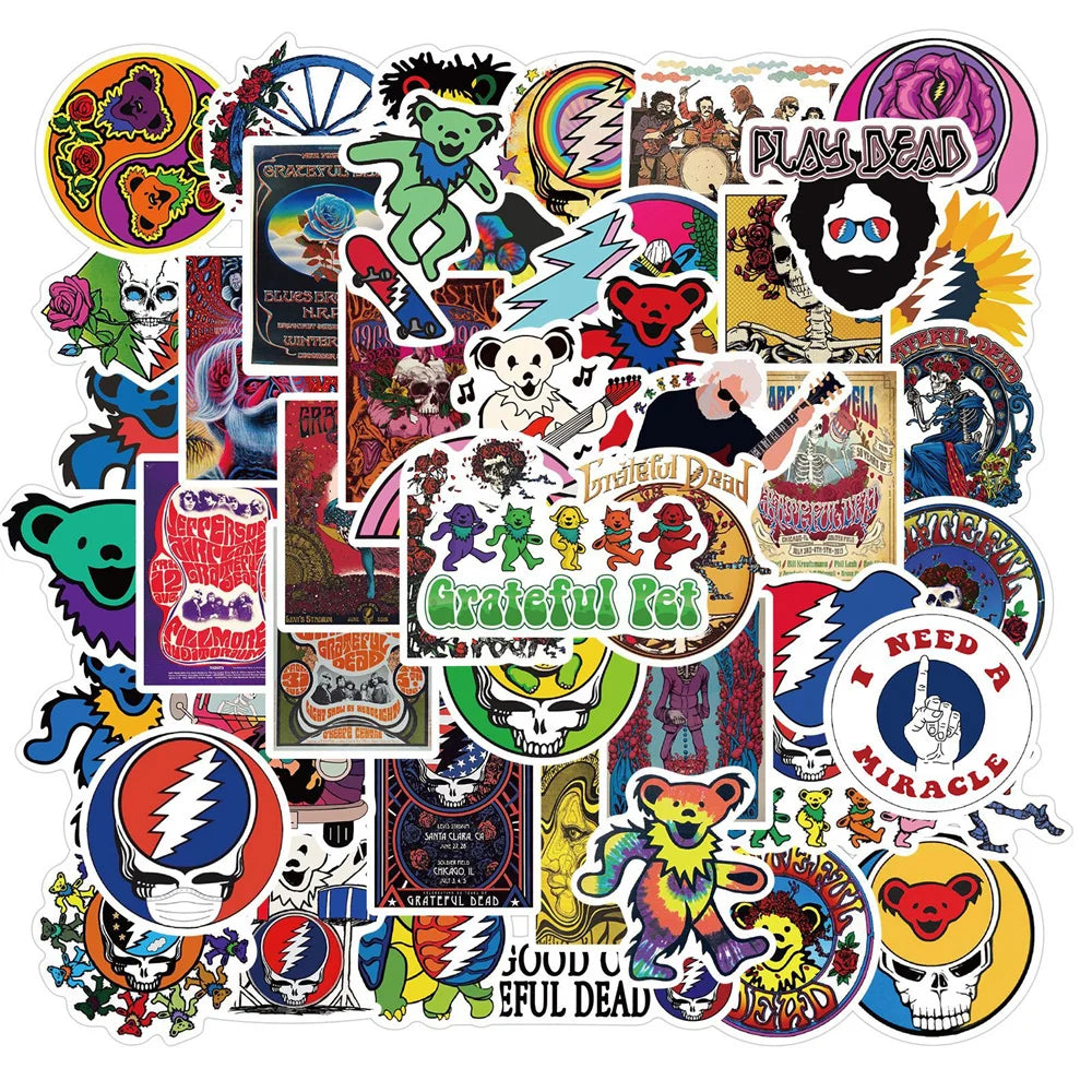 50PCS Rock Band Greatful Dead Graffiti Sticker Decorative Luggage Guitar Waterproof