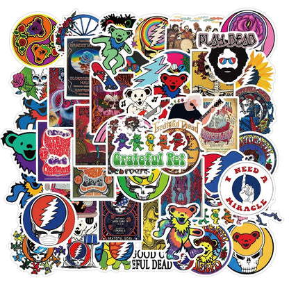 50PCS Rock Band Greatful Dead Graffiti Sticker Decorative Luggage Guitar Waterproof