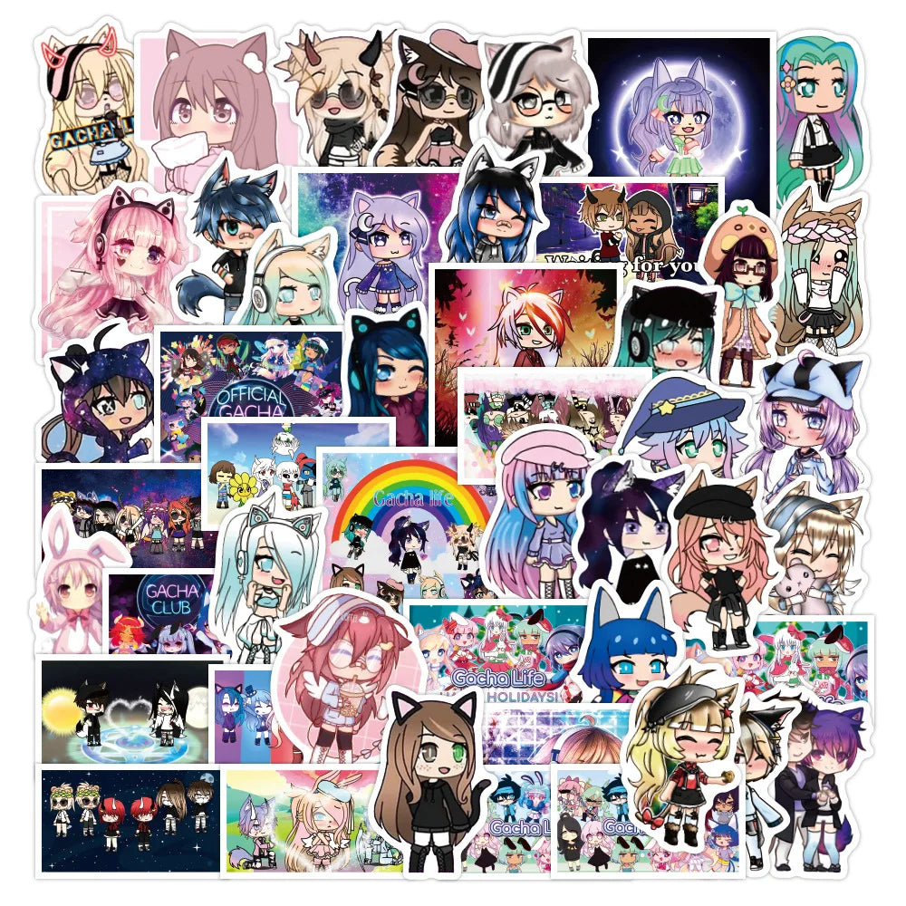 50PCS Art Illustration Popular Creative Cartoon Game Twister Life Gacha Life Series Decorative Style Graffiti Stickers Personalised Fashion Creative DIY Exquisite Decorative Decals Suitable For Cups, Helmets, Skateboards Popular Stickers Toys