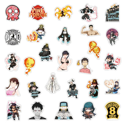 50PCS Flame Fire Brigade Graffiti Sticker Waterproof Luggage Laptop Scooter Refrigerator Water Cup Sticker