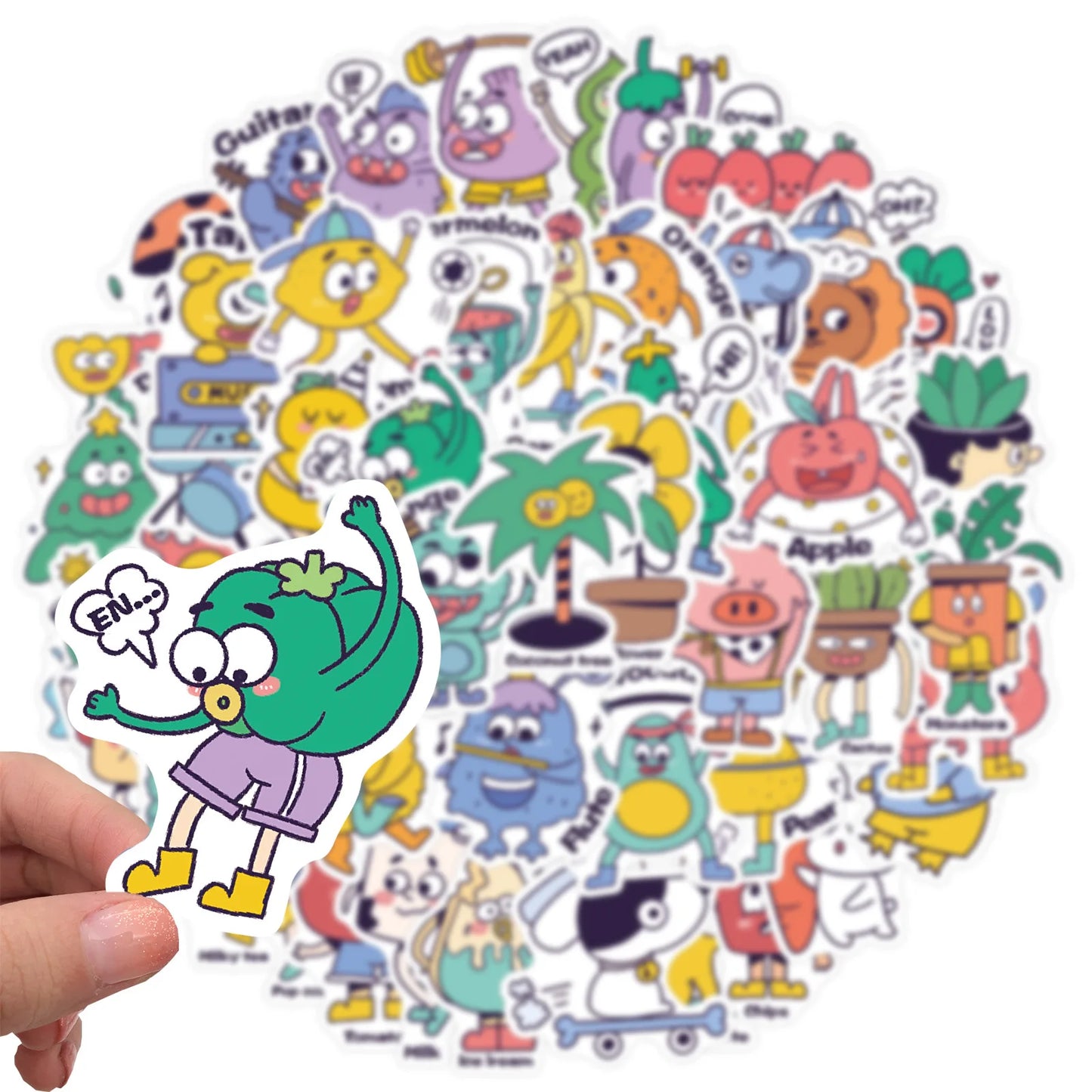 50PCS of cute cartoon monster decorative style graffiti stickers, personalized, fashionable and creative DIY exquisite decorative decal cups, helmets, skateboard popular sticker toys