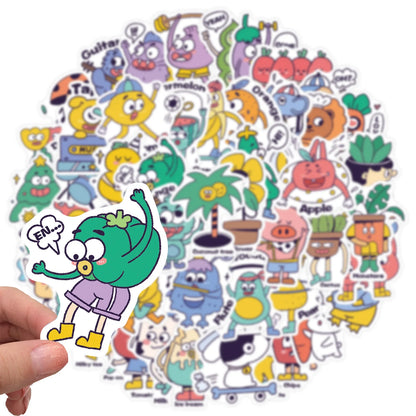 50PCS of cute cartoon monster decorative style graffiti stickers, personalized, fashionable and creative DIY exquisite decorative decal cups, helmets, skateboard popular sticker toys