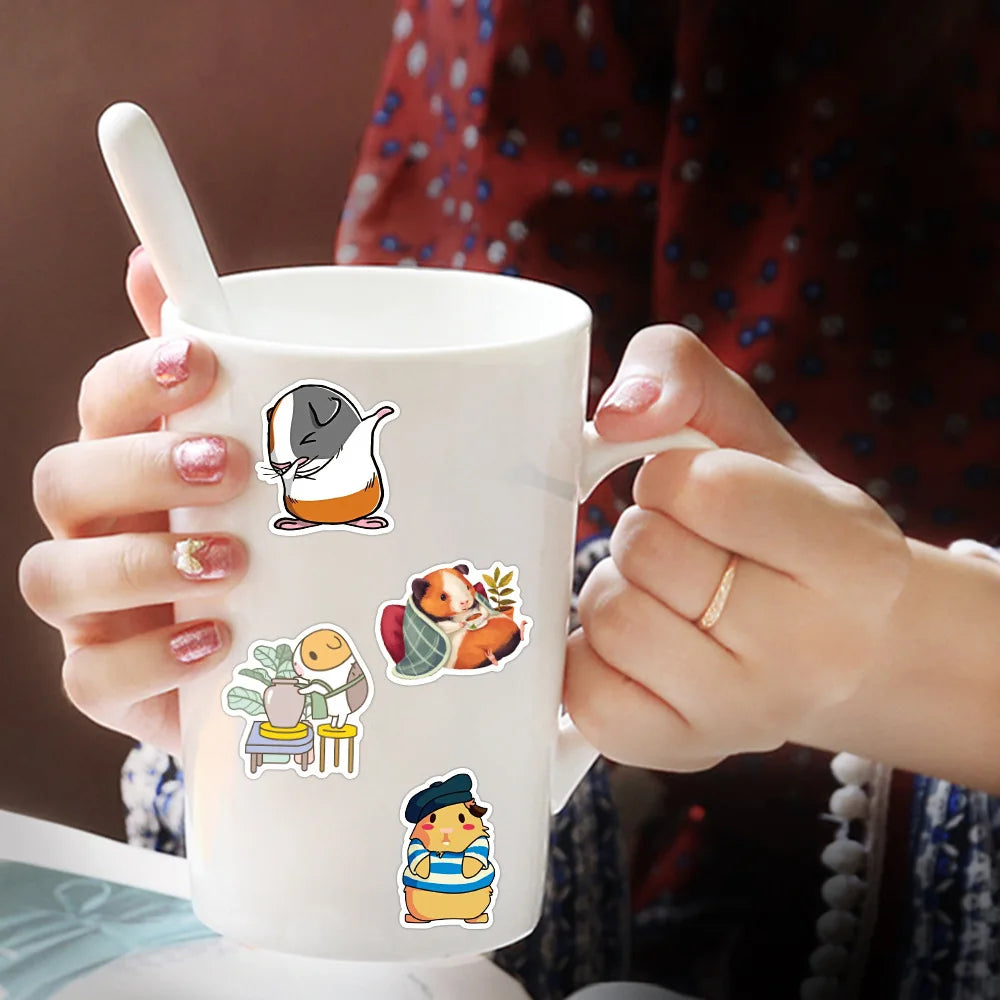 50PCS cartoon cute little pet hamster decorative style graffiti stickers, personalized, fashionable and creative trend DIY exquisite decorative decal cups, helmets, skateboard popular sticker toys