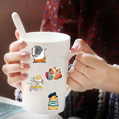 50PCS cartoon cute little pet hamster decorative style graffiti stickers, personalized, fashionable and creative trend DIY exquisite decorative decal cups, helmets, skateboard popular sticker toys