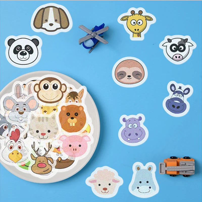 40 pieces of cute cartoon and paper journal stickers with animal heads, suitable for DIY journal decoration stickers in photo albums and diaries