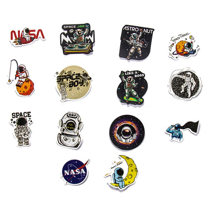 50PCS Astronaut Space Station Cartoon Stickers Rocket Moon Universe Computer Trolley Case Graffiti Stickers