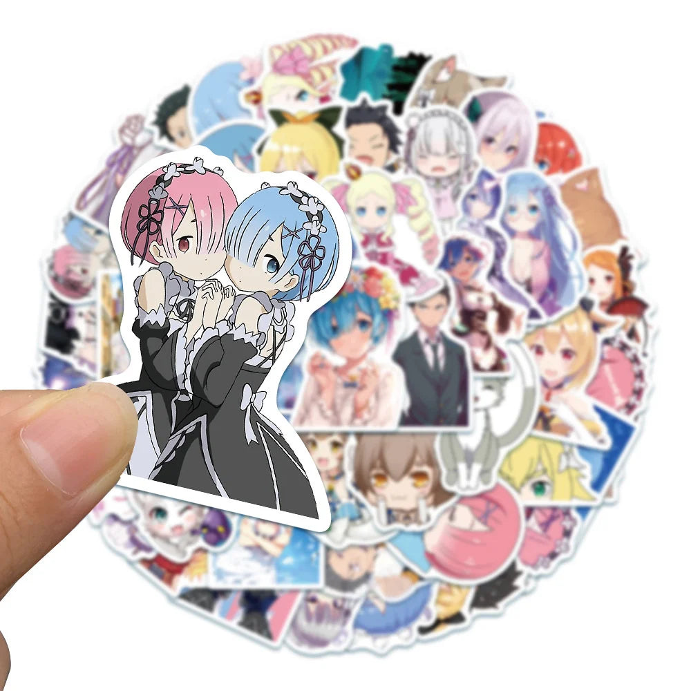 50PCS Life in Another World Cool Guitar Skateboard Notebook Waterproof Helmet Anime Cute Rem Graffiti DIY Sticker