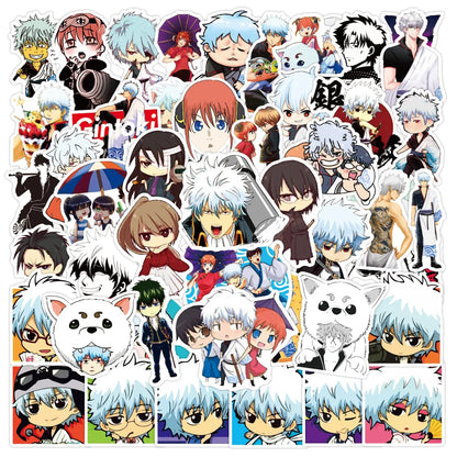 50PCS Anime Gintama Sticker Graffiti Luggage Trolley Case Notebook Cup Car Interior Bathroom Decoration Sticker