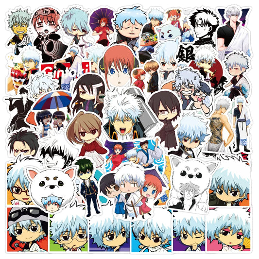 50PCS Anime Gintama Sticker Graffiti Luggage Trolley Case Notebook Cup Car Interior Bathroom Decoration Sticker