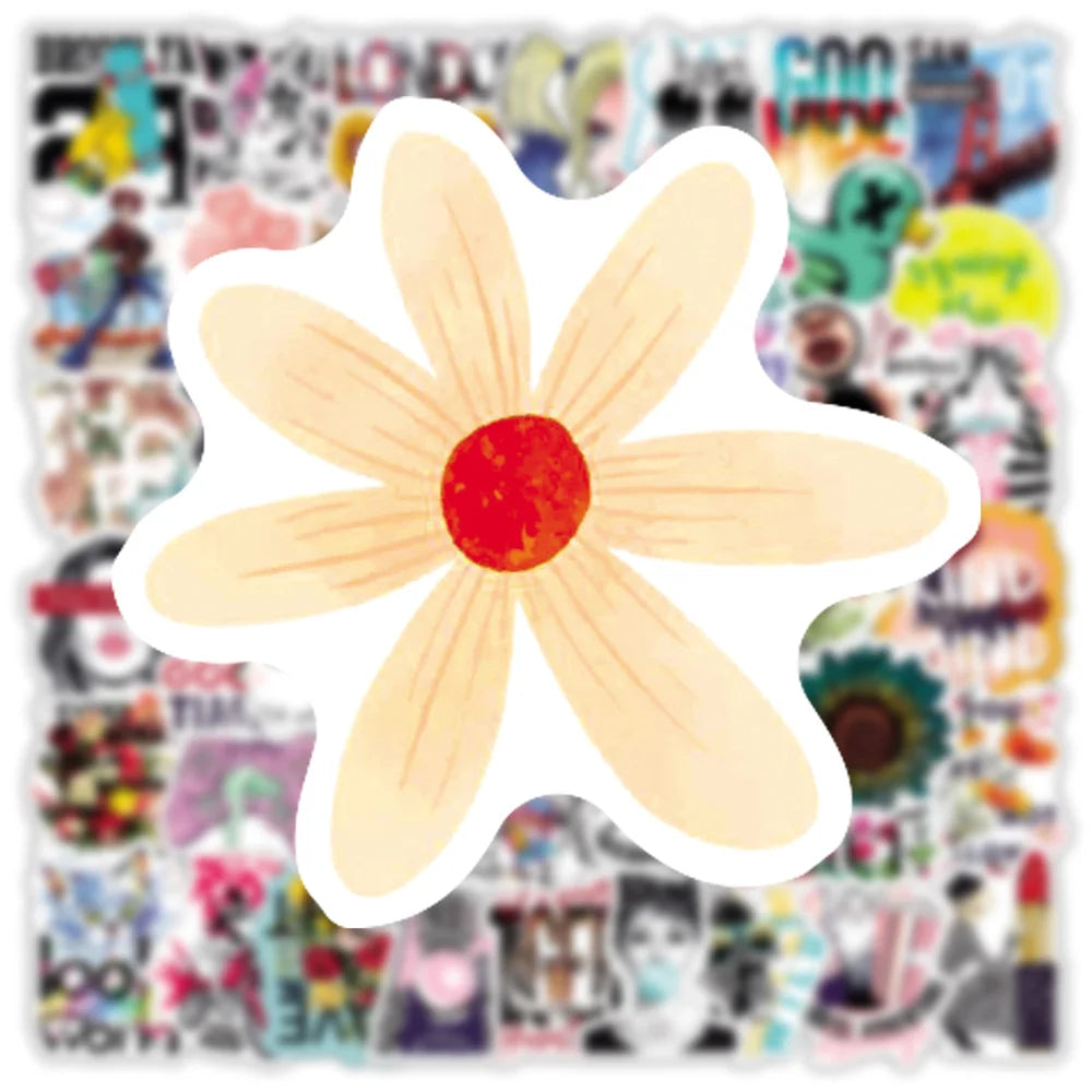 50PCS Ins Wind Cartoon Graffiti Stickers Water Cup Luggage Laptop Hand Account Decoration Waterproof Stickers