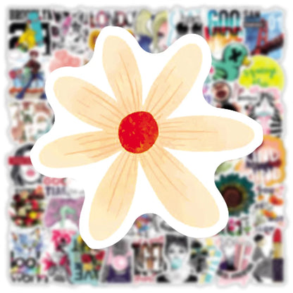 50PCS Ins Wind Cartoon Graffiti Stickers Water Cup Luggage Laptop Hand Account Decoration Waterproof Stickers