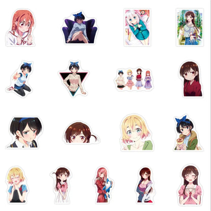50PCS Japanese Anime Rental Girlfriend Graffiti Stickers Notebook Refrigerator Guitar Waterproof Decoration Toys