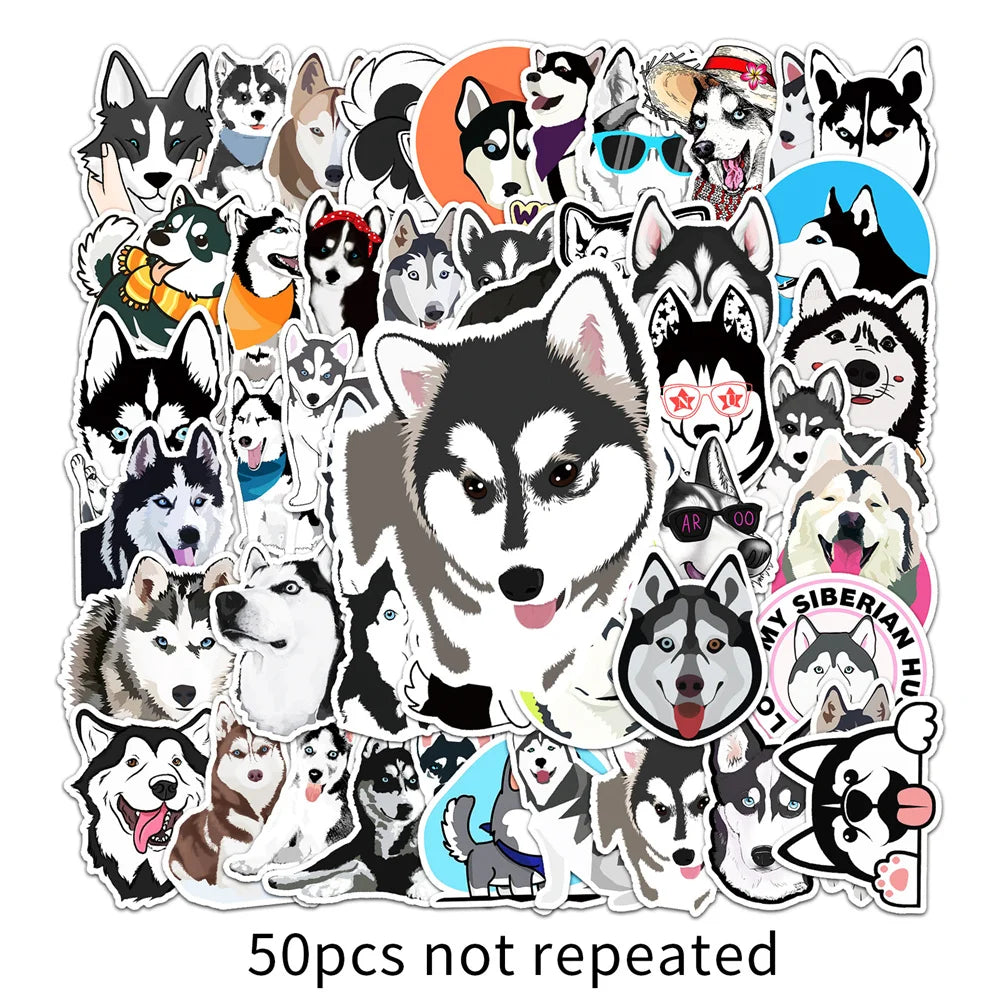50PCS Kawaii Cartoon Cute Husky Children Gift Graffiti Bicycle Laptop Suitcase Stationery Waterproof Stickers