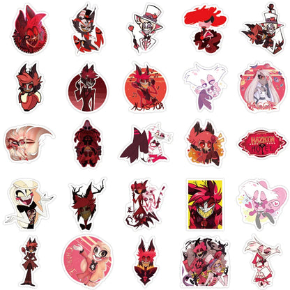 50PCS Animation Hell Hotel Graffiti Waterproof Sticker Suitcase Notebook Refrigerator Skateboard Helmet Water
