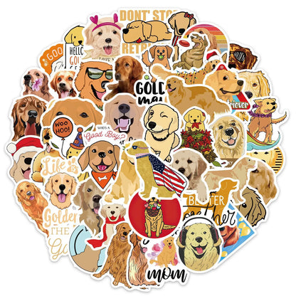 50pcs Cartoon Golden Retriever Stickers for Skateboard Computer Luggage Notebook Car Decal Children's Toys