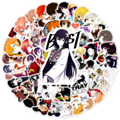 50PCS Animation Bungou Stray Dogs Graffiti Sticker Suitcase Notebook Personalized Waterproof Refrigerator Guitar