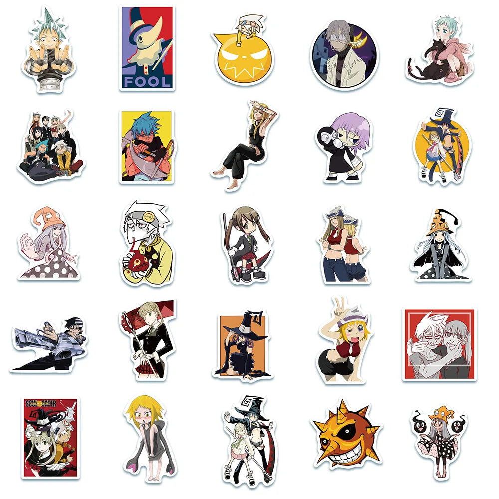50PCS Anime Soul Eater Character Graffiti Sticker Decoration Luggage Motorcycle Case Laptop Waterproof Toy