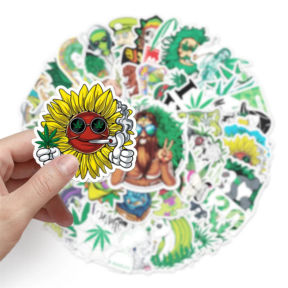 50PCS Cartoon Personality Spoof Green Graffiti Sticker Notebook Guitar Skateboard Mobile Phone Gift Toy Sticker