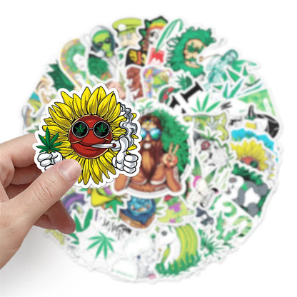 50PCS Cartoon Personality Spoof Green Graffiti Sticker Notebook Guitar Skateboard Mobile Phone Gift Toy Sticker
