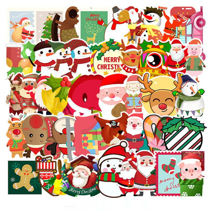 50PCS Christmas Holiday Cartoon Decoration Graffiti Waterproof Sticker Suitcase Notebook Refrigerator Skateboard
