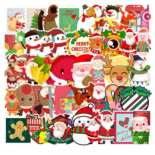 50PCS Christmas Holiday Cartoon Decoration Graffiti Waterproof Sticker Suitcase Notebook Refrigerator Skateboard