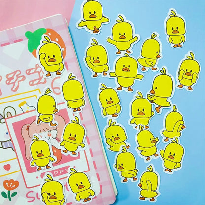 50 pieces of fashionable, simple and cute little yellow duck animated graffiti stickers, personalized DIY luggage, phone cases, computers, scooters, rider accounts, stationery and decorative stickers