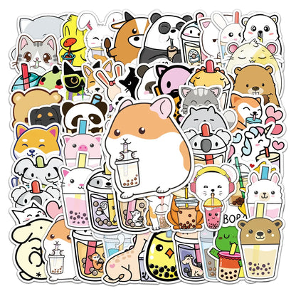 50PCS New Cute Personality Pet Milk Tea Creative Stickers Graffiti Decoration Suitcase Guitar Waterproof Stickers