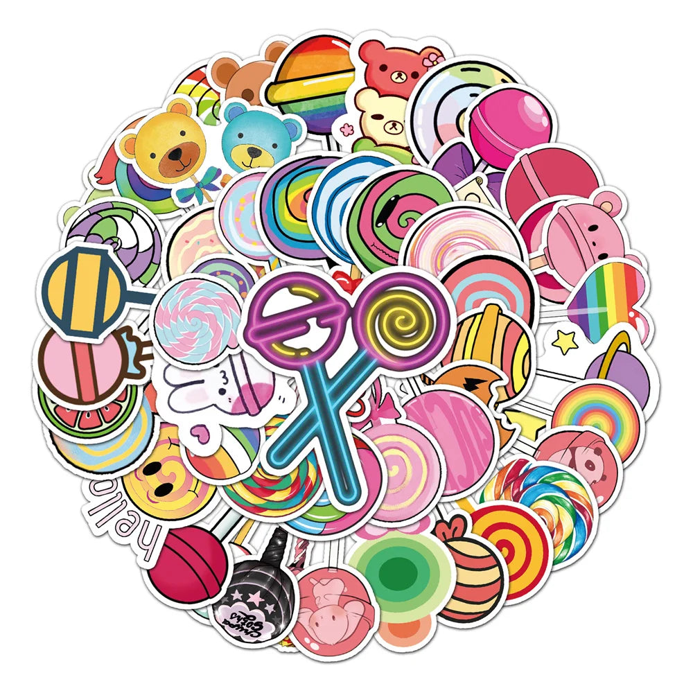 50PCS Cartoon Personality Lollipop Small Fresh Graffiti Waterproof Sticker Suitcase Notebook Refrigerator Helmet