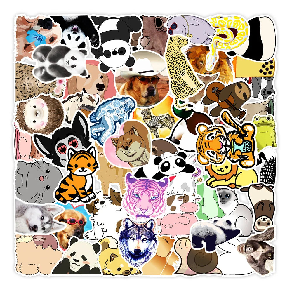 50PCS Cartoon Animal Collection Graffiti Guitar Skateboard Luggage Notebook Waterproof Helmet Gift Toy Sticker