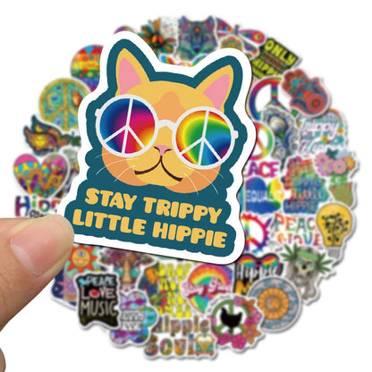 50PCS Hot Style Cartoon Hippie Hippie Graffiti Stickers Decorative Luggage Water Cup Waterproof Stickers
