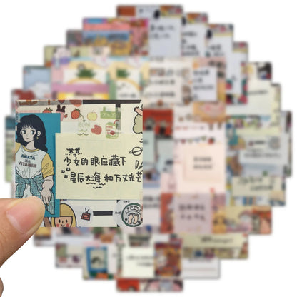 50PCS Convenience Label Text Small Fresh Graffiti Waterproof Sticker Suitcase Notebook Skateboard Water Cup Helmet