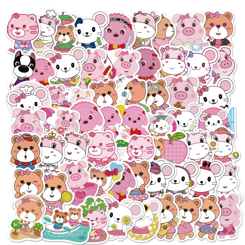 50PCS Pink Animal League Graffiti Notebook Computer Skateboard Guitar Water Cup Waterproof Decorative Sticker