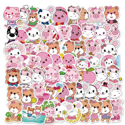 50PCS Pink Animal League Graffiti Notebook Computer Skateboard Guitar Water Cup Waterproof Decorative Sticker
