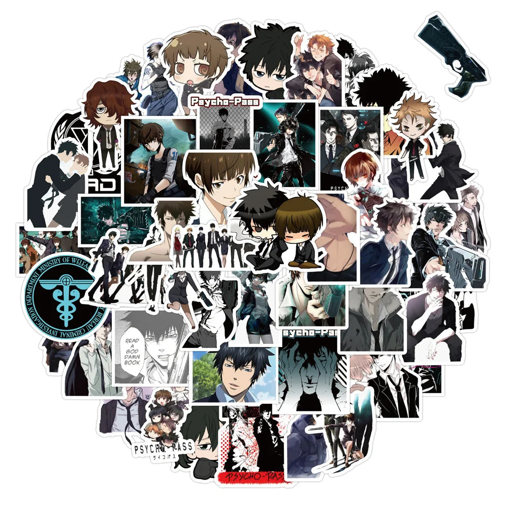 50PCS New Japanese Anime Psychographer Graffiti Stickers Car Trunk Water Cup Refrigerator Sticker