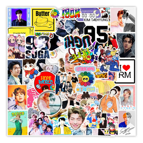 100pcs Korean Men's Troupe RM Graffiti Sticker DIY Suitcase Laptop Scooter Guitar Star Sticker Waterproof