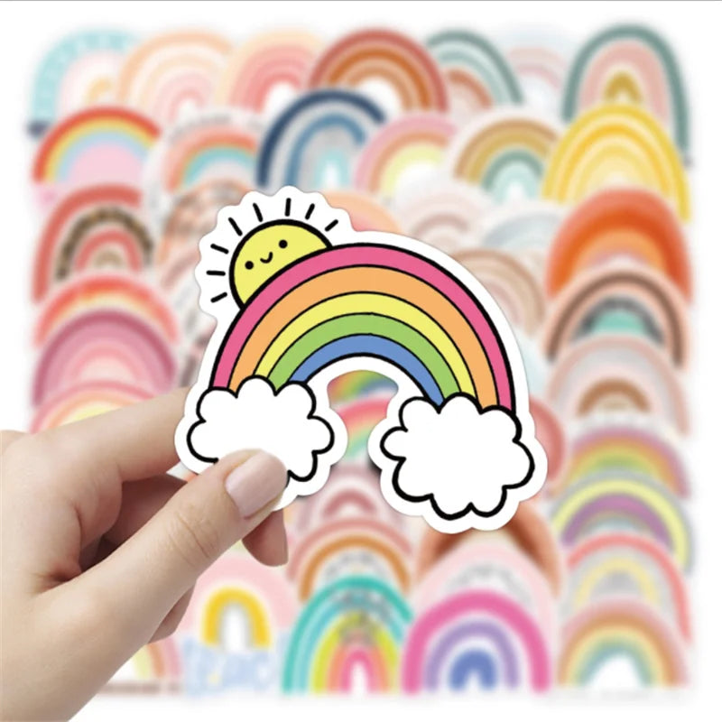 50PCS Colorful Rainbow Bridge Small Fresh Graffiti Stickers Luggage Mobile Phone Children Helmet Decoration Toys