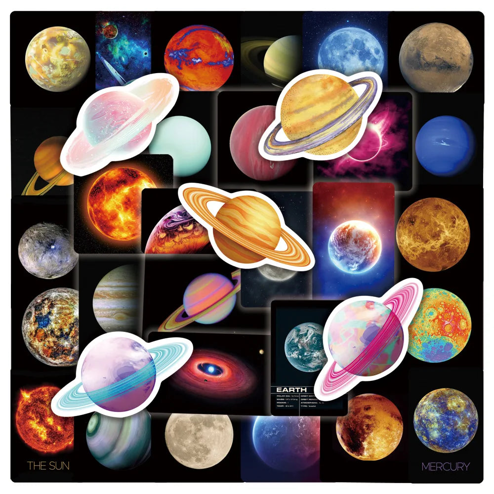 50PCS New Universe Stars Cartoon Personalized Decoration Graffiti Waterproof Sticker Notebook Refrigerator Helmet