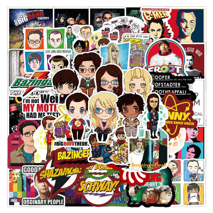 50pcs Cartoon TV Series The Big Bang Theory Stickers Graffiti for Luggage Laptop Notebook Decal Fridge  Sticker