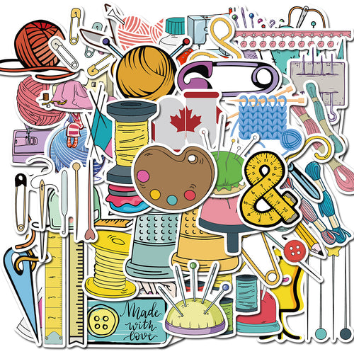 50PCS Art Illustration Trendy Hand-Sewing Tools Doodle Stickers Exquisite Fashion Creative DIY Journal Decorative Decals Suitable for Mugs, Helmets, Skateboards, and Stationery Cases