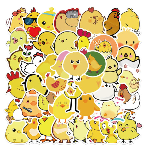 50PCS Cartoon Cute Little Yellow Chicken Stickers Personalized Decoration Luggage Laptop Waterproof Stickers